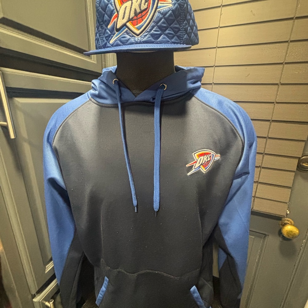 Majestic Blue and Black Performance Jacket OKC MENS HOODIE AND ADJUSTABLE HAT